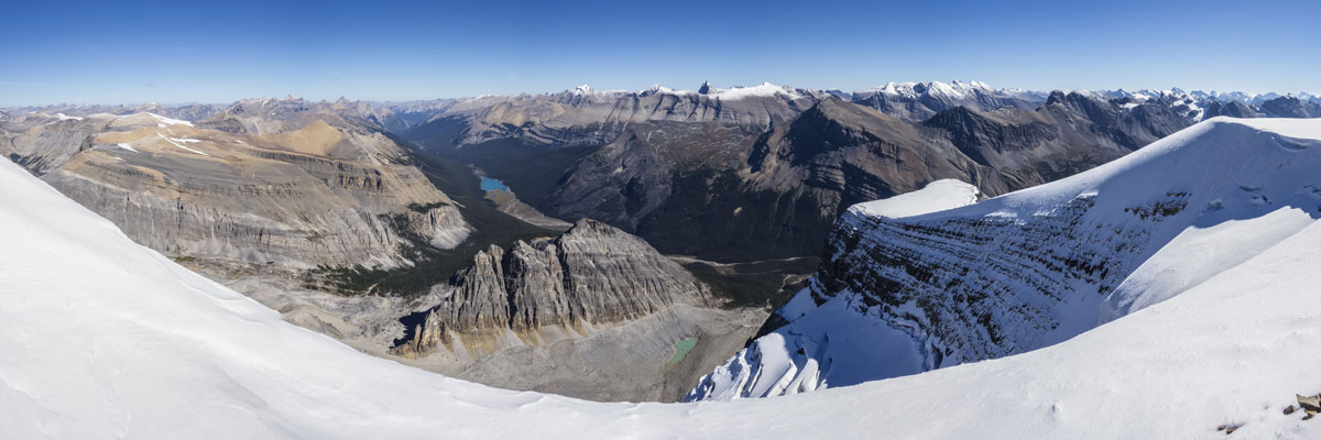 Summit panorama on Observation Peak scramble in Banff National Park