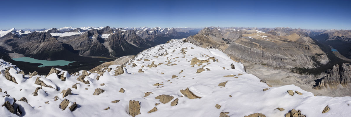 Panorama to the north on Observation Peak scramble in Banff National Park