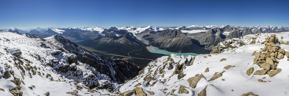 Panoramic view from Observation Peak scramble in Banff National Park