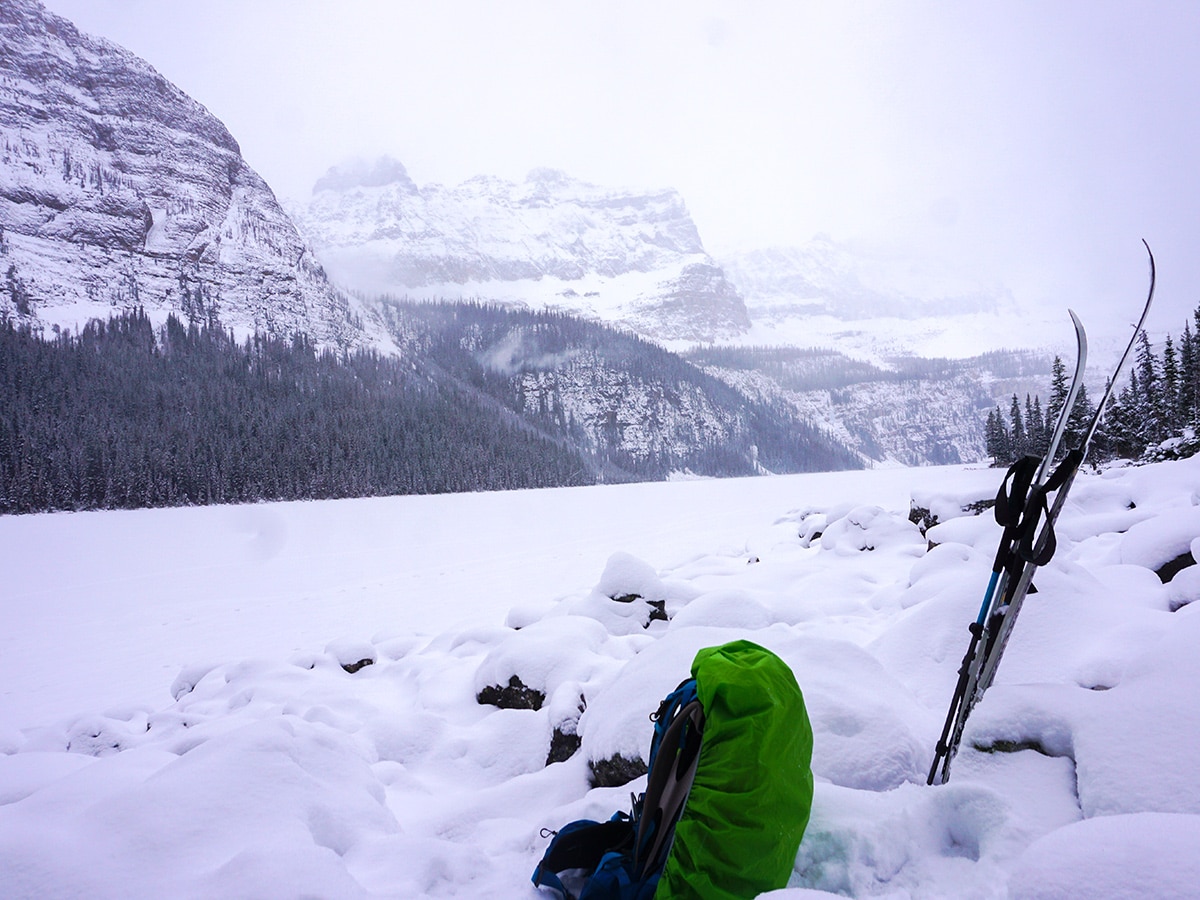 Winter around Boom Lake snowshoe trail in Banff National Park