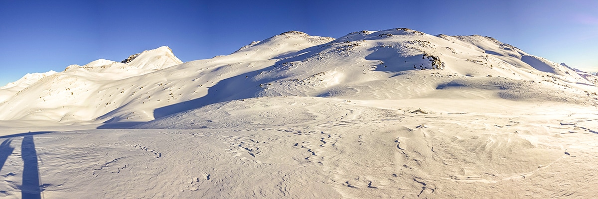 Stunning scenery from Crystal Ridge snowshoe trail Banff National Park