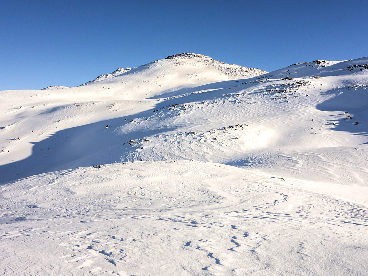 The summit on Crystal Ridge snowshoe trail Banff National Park