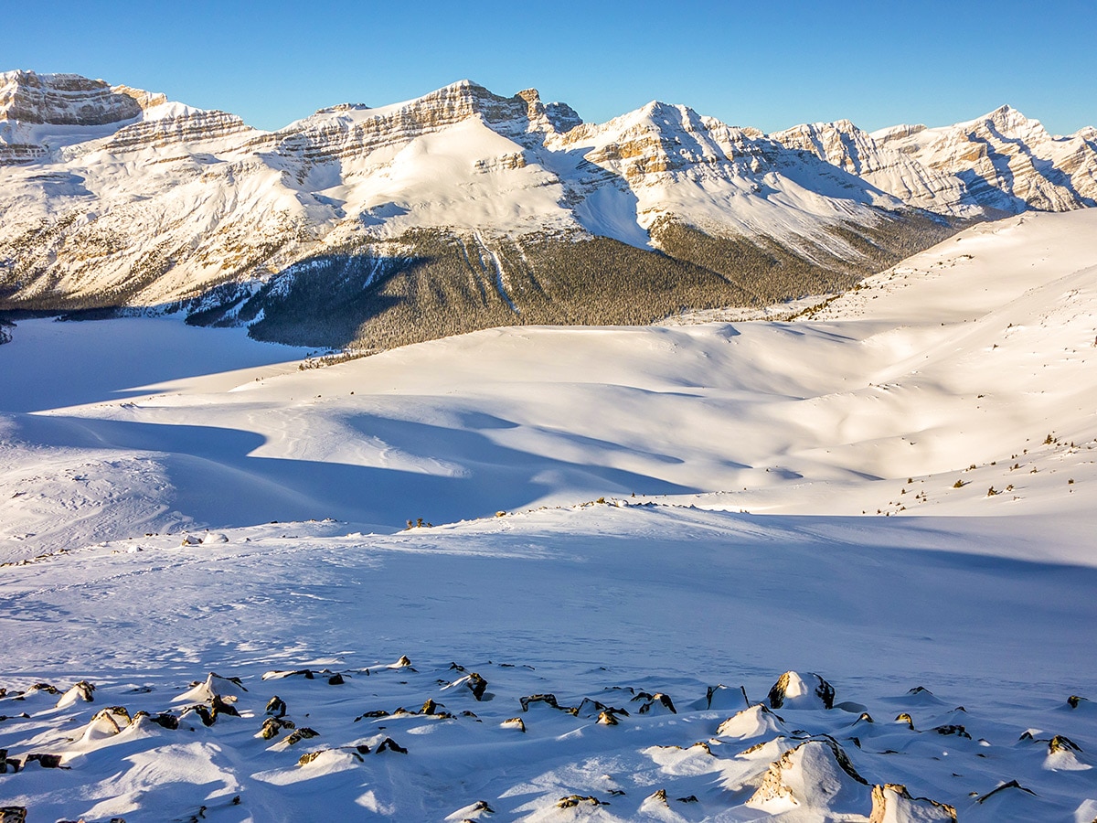 View northwest from the Crystal Ridge snowshoe trail Banff National Park