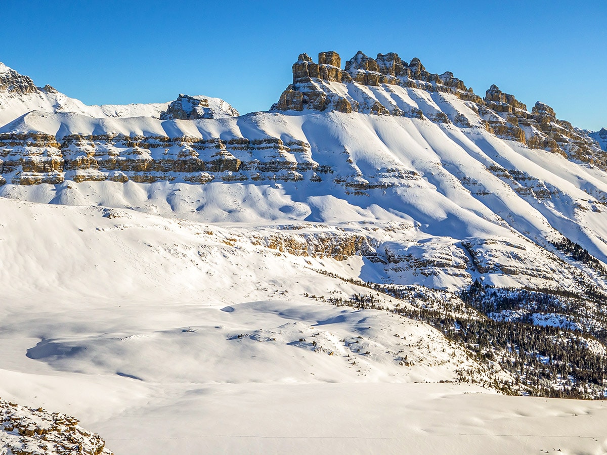 Dolomite Peak view from Crystal Ridge snowshoe trail Banff National Park