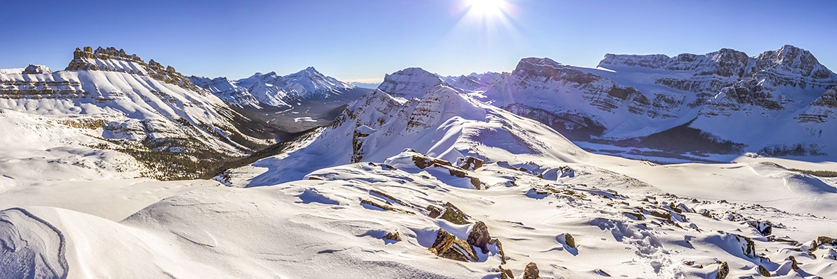 View south from Crystal Ridge snowshoe trail Banff National Park