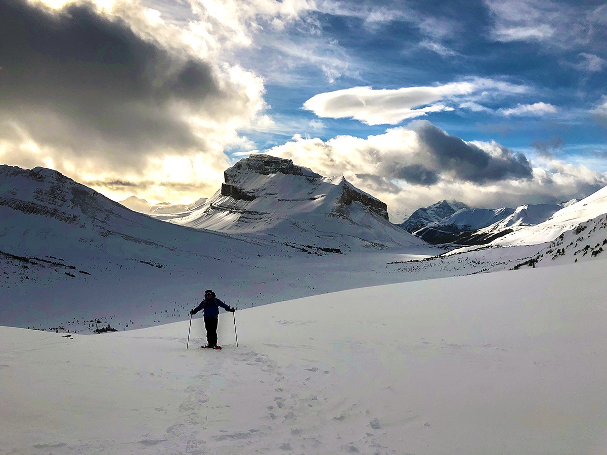 Approaching the top of Deception Pass snowshoe trail Banff National Park