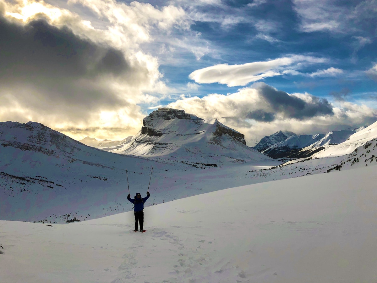 Tough part on Deception Pass snowshoe trail Banff National Park