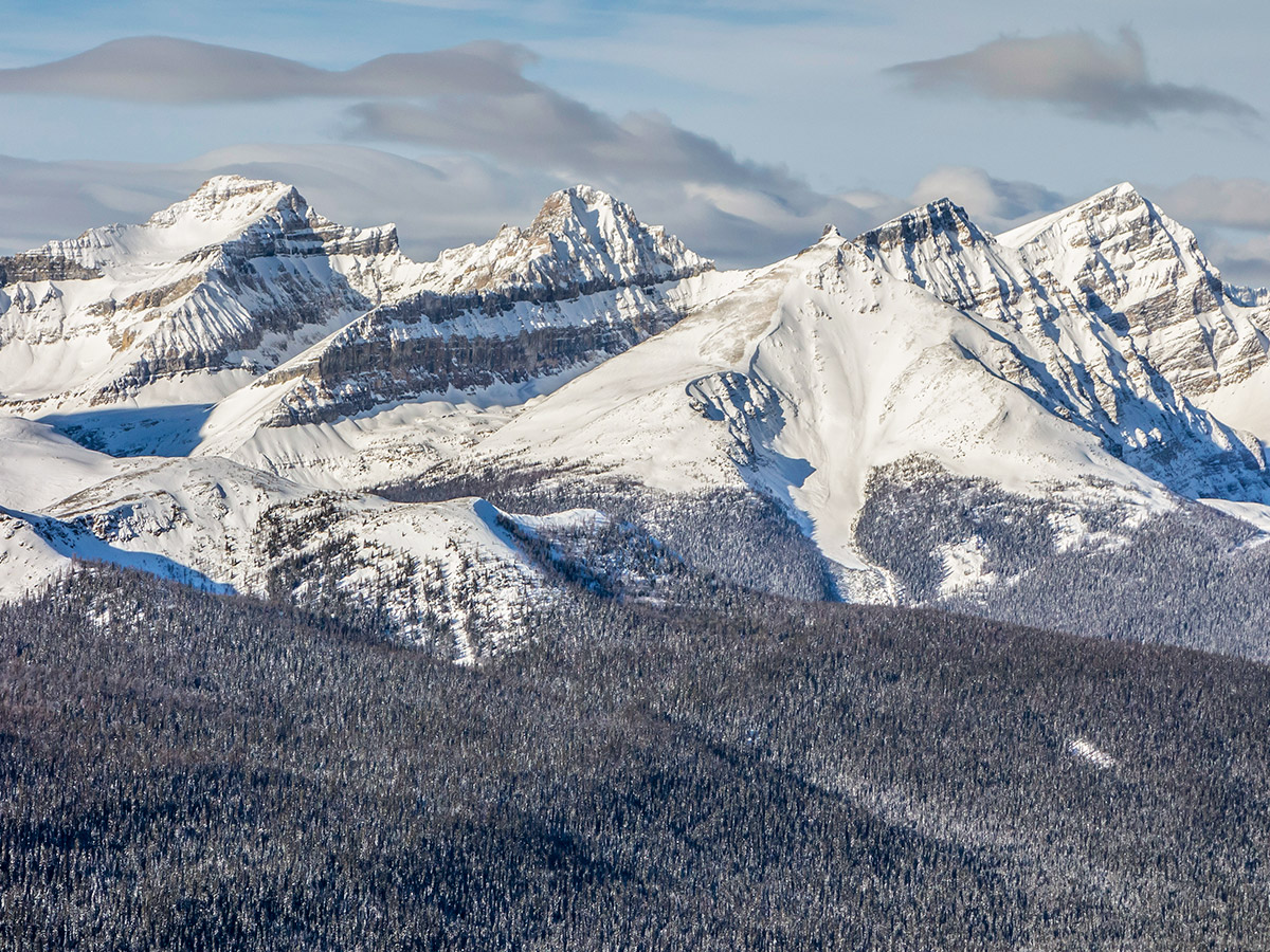 Views from the top of Healy Pass snowshoe trail Banff National Park