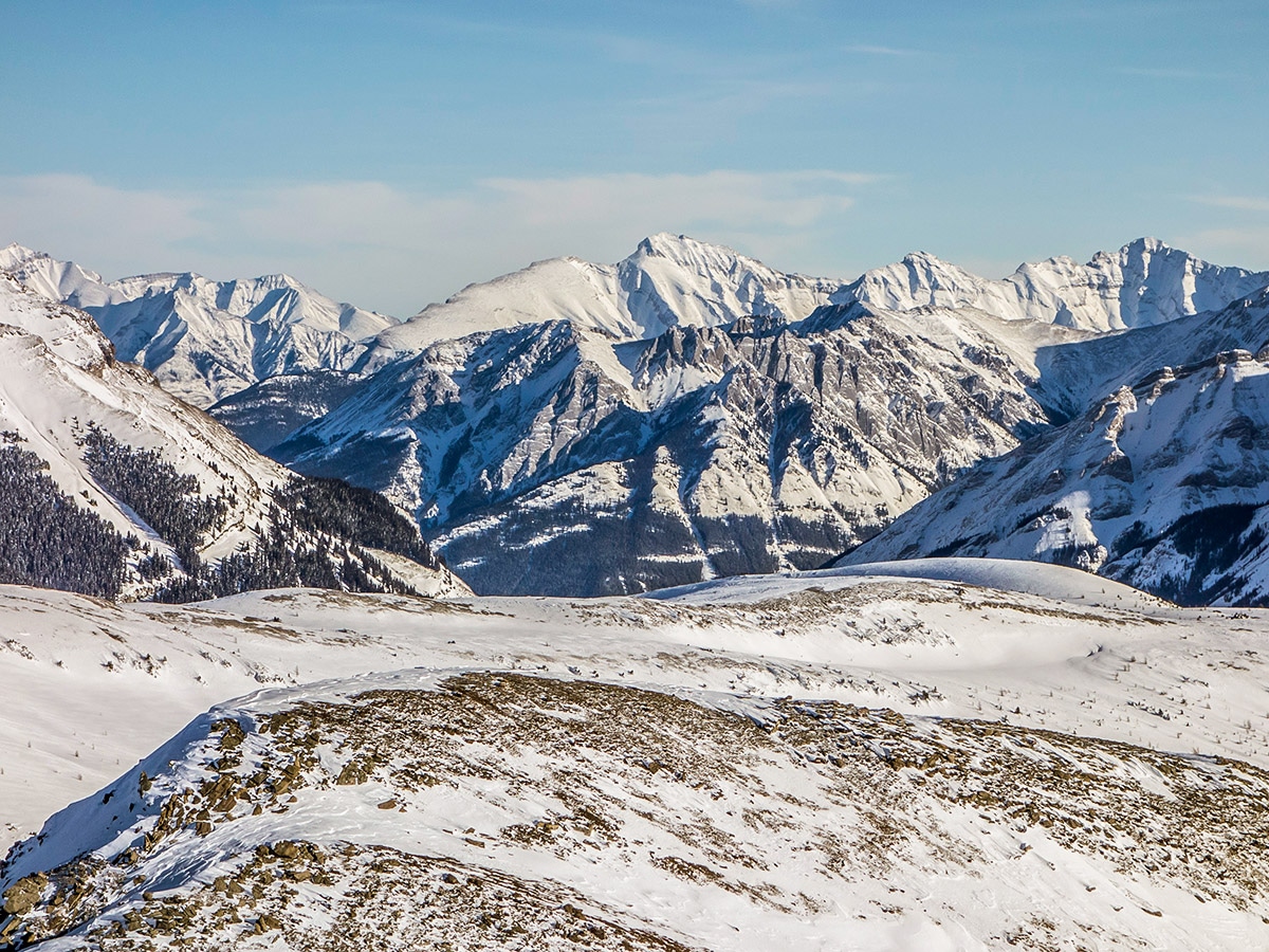 Mount Rundle view from Healy Pass snowshoe trail Banff National Park