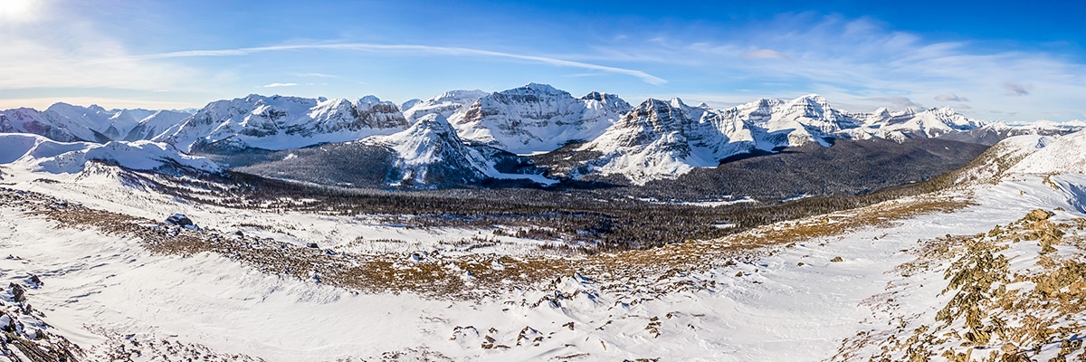 Views from the Healy Pass snowshoe trail Banff National Park