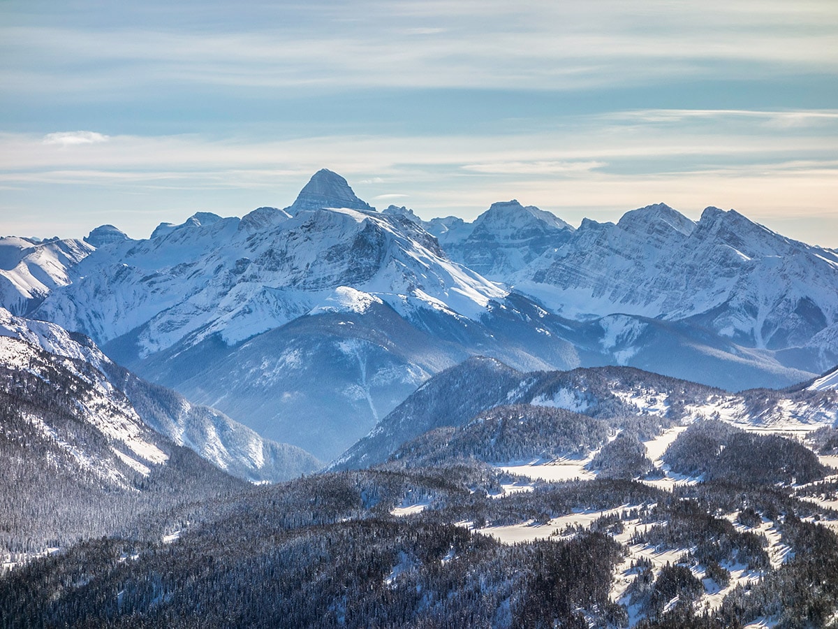 Mount Assiniboine from Healy Pass snowshoe trail Banff National Park