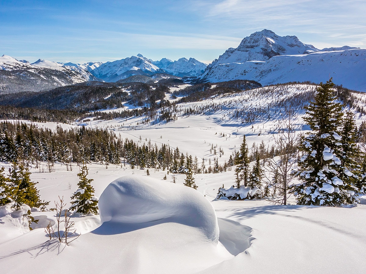 Stunning views from Healy Pass snowshoe trail Banff National Park