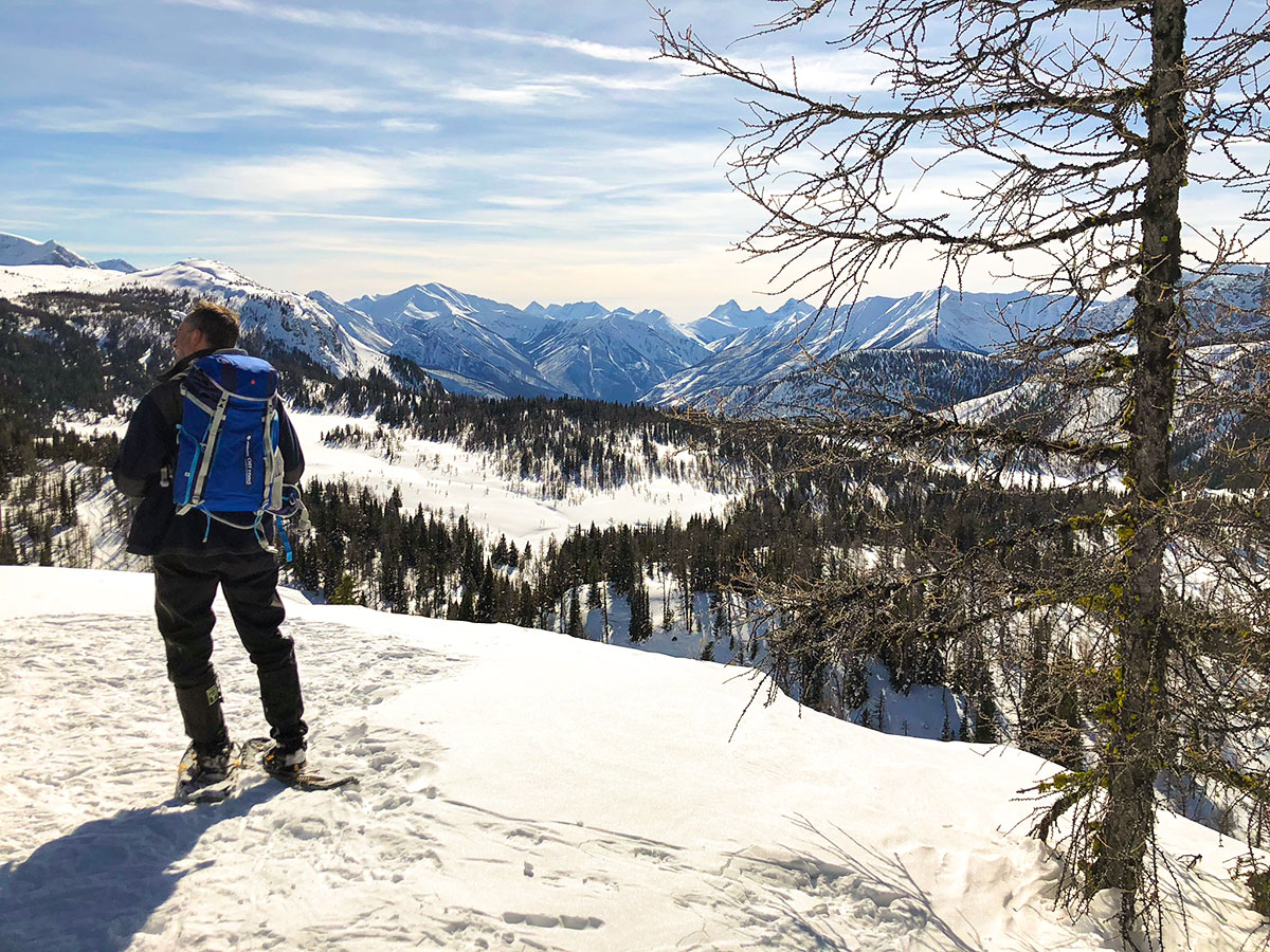 Stunning views on Sunshine Meadows snowshoe trail Banff National Park