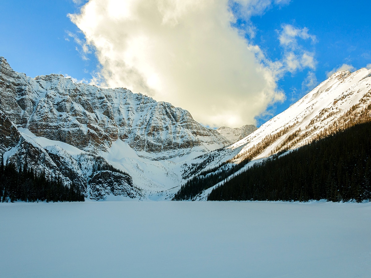 Taylor Lake on Taylor Lake and Panorama Meadows snowshoe trail in Banff National Park