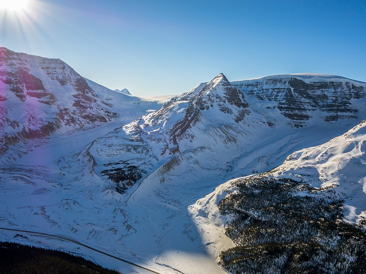 Great view across to the Icefields on Wilcox Pass snowshoe trail Banff National Park