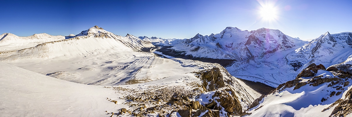 Scenery from the Wilcox Pass snowshoe trail Banff National Park