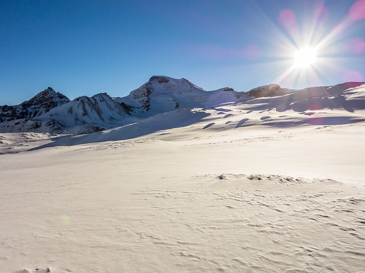 Stunning view from the Wilcox Pass snowshoe trail Banff National Park