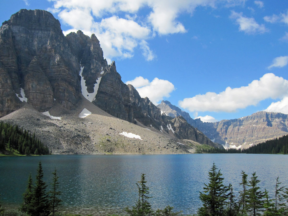 Magog Lake on Sunshine Village to Mt. Assiniboine backpacking trail in Banff National Park