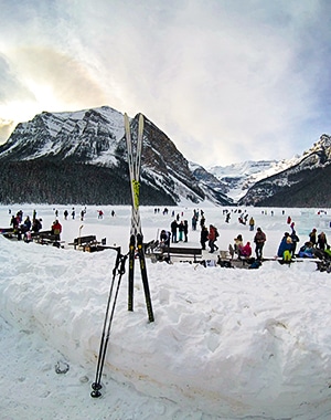 Lake Louise Lakeshore XC ski trail in Banff National Park, Alberta