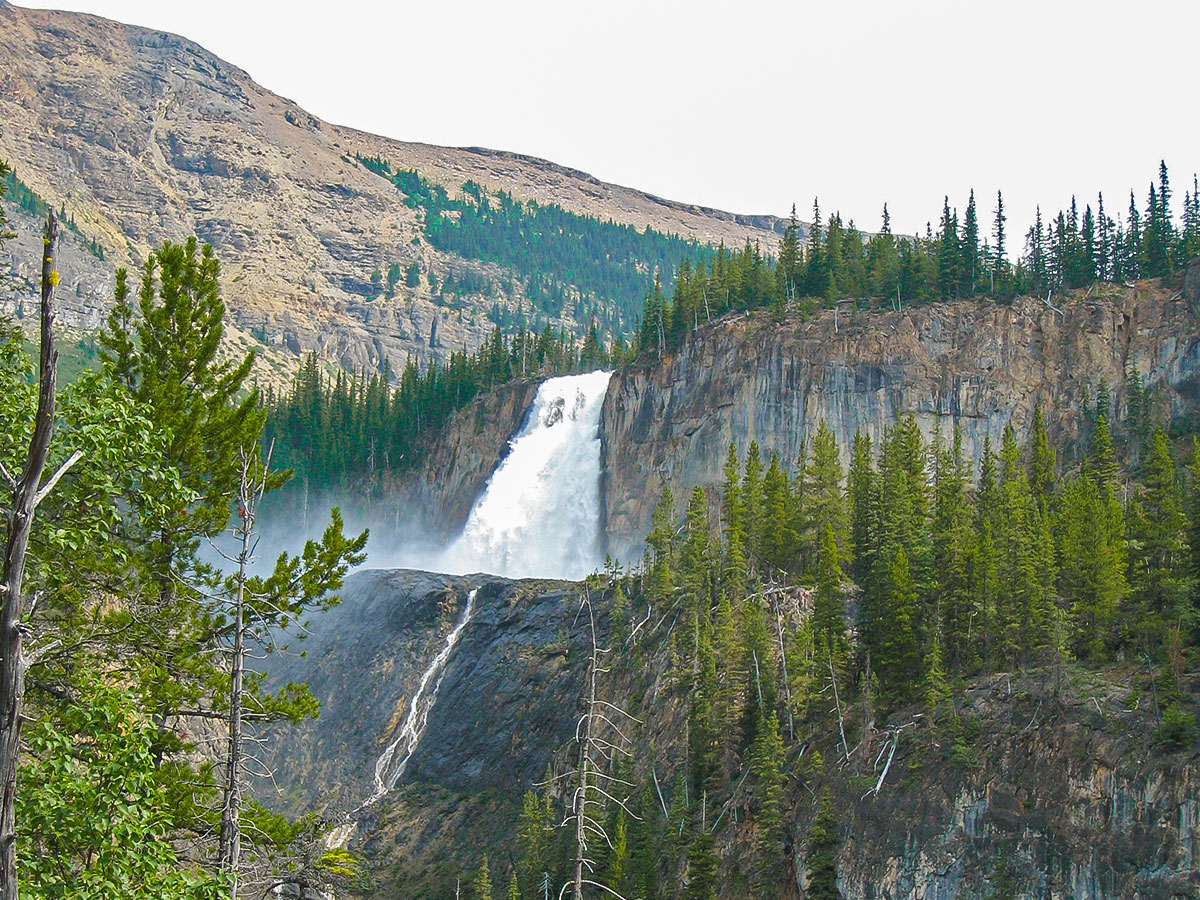 Emperor Falls on Berg Lake backpacking trail in Jasper National Park