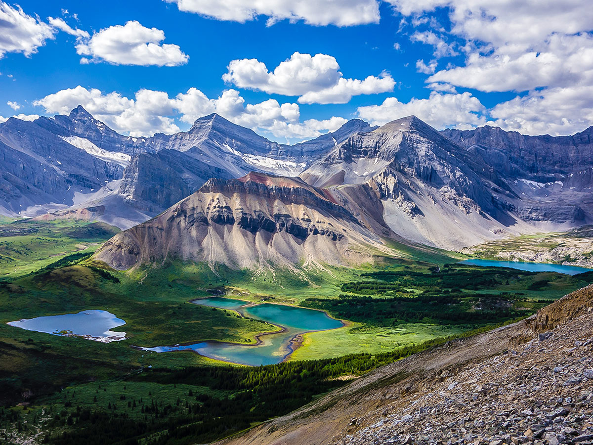 Views from Cairn Pass backpacking trail in Jasper National Park