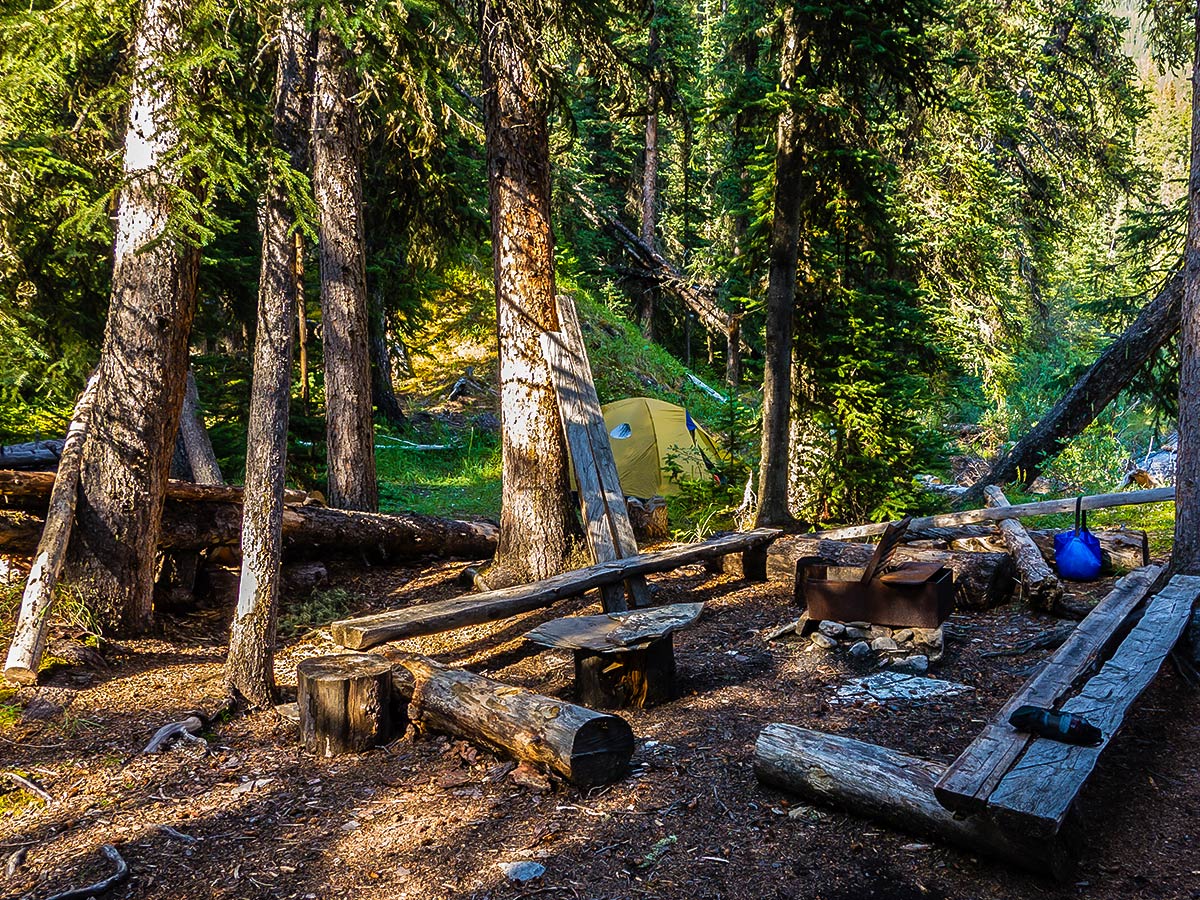 Medicine Tent Campground on Cairn Pass backpacking trail in Jasper National Park