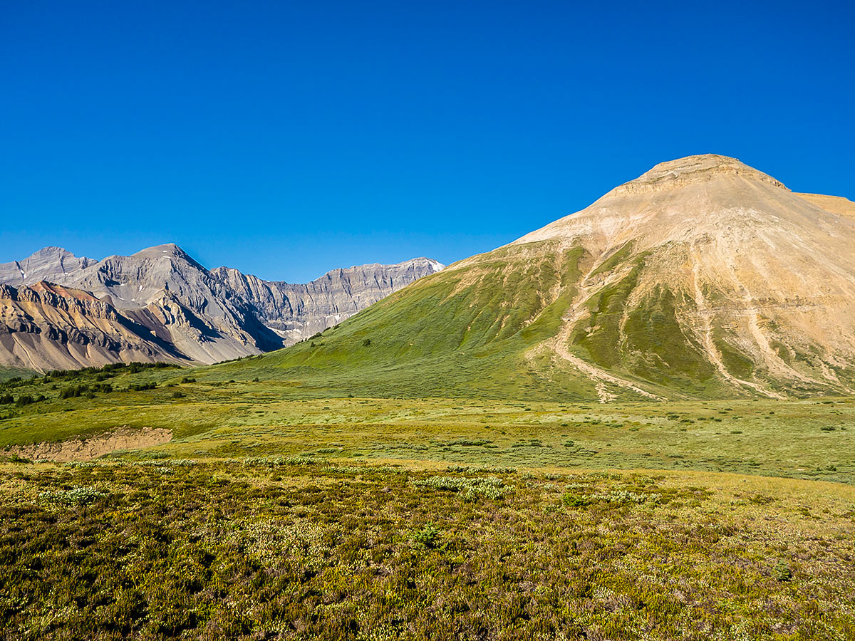 Hiking on Cairn Pass backpacking trail in Jasper National Park