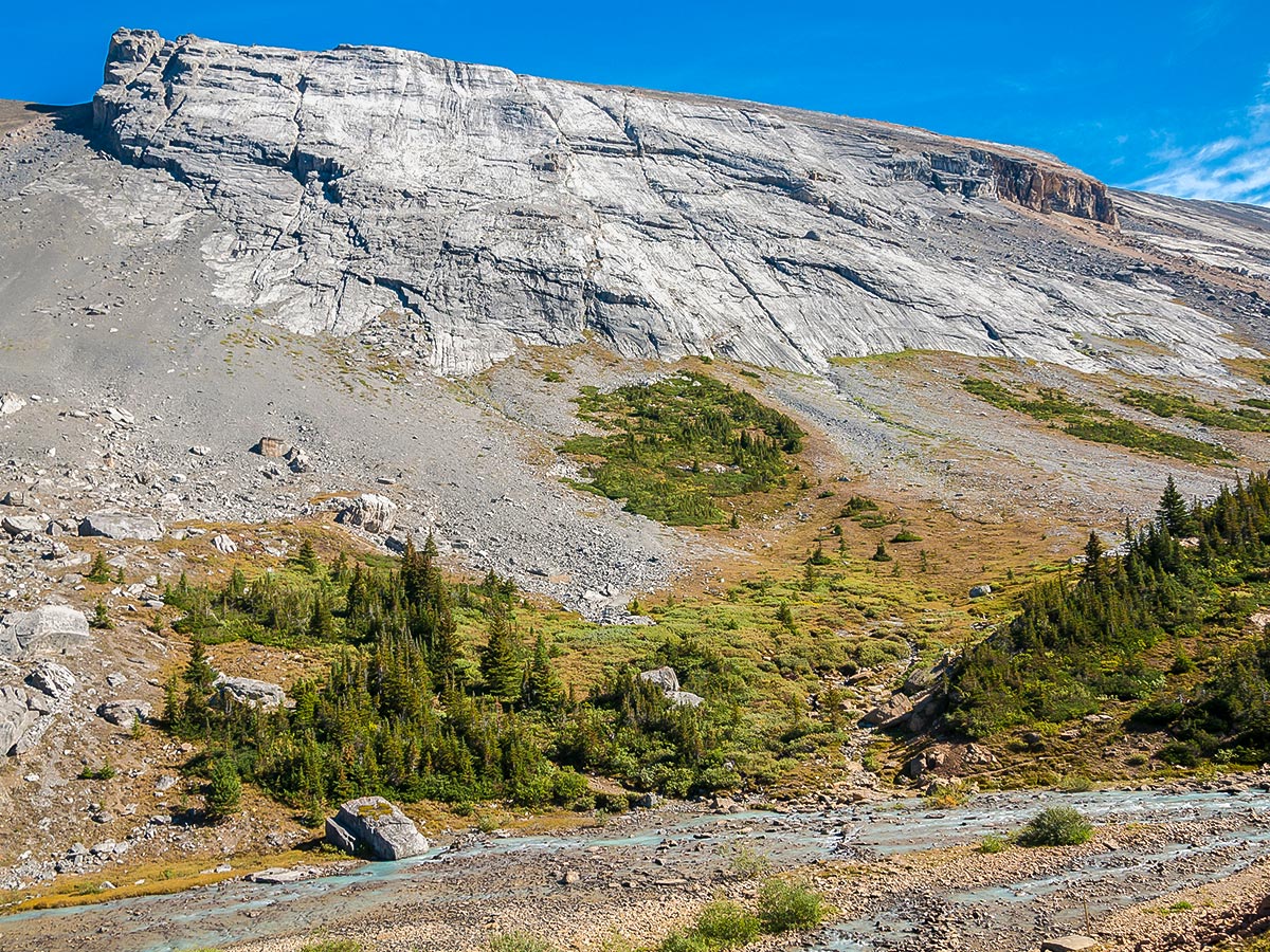 Brazeau River on Nigel, Cataract and Cline Pass backpacking trail in Jasper National Park