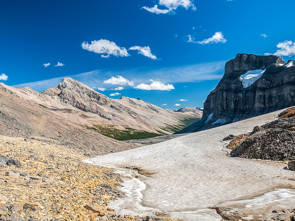 View east from Cataract Pass on Nigel, Cataract and Cline Pass backpacking trail in Jasper National Park