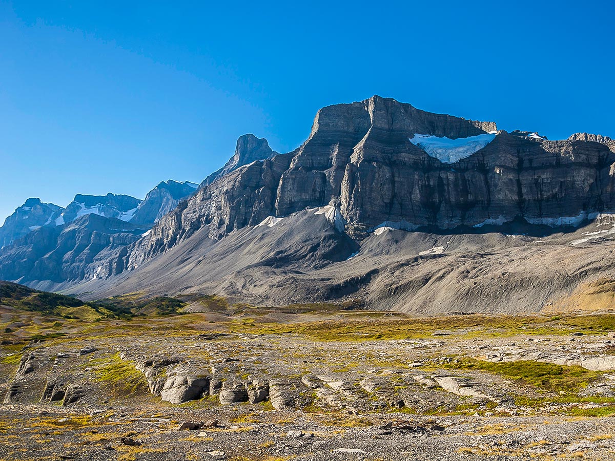 Stunning views of Nigel, Cataract and Cline Pass backpacking trail in Jasper National Park