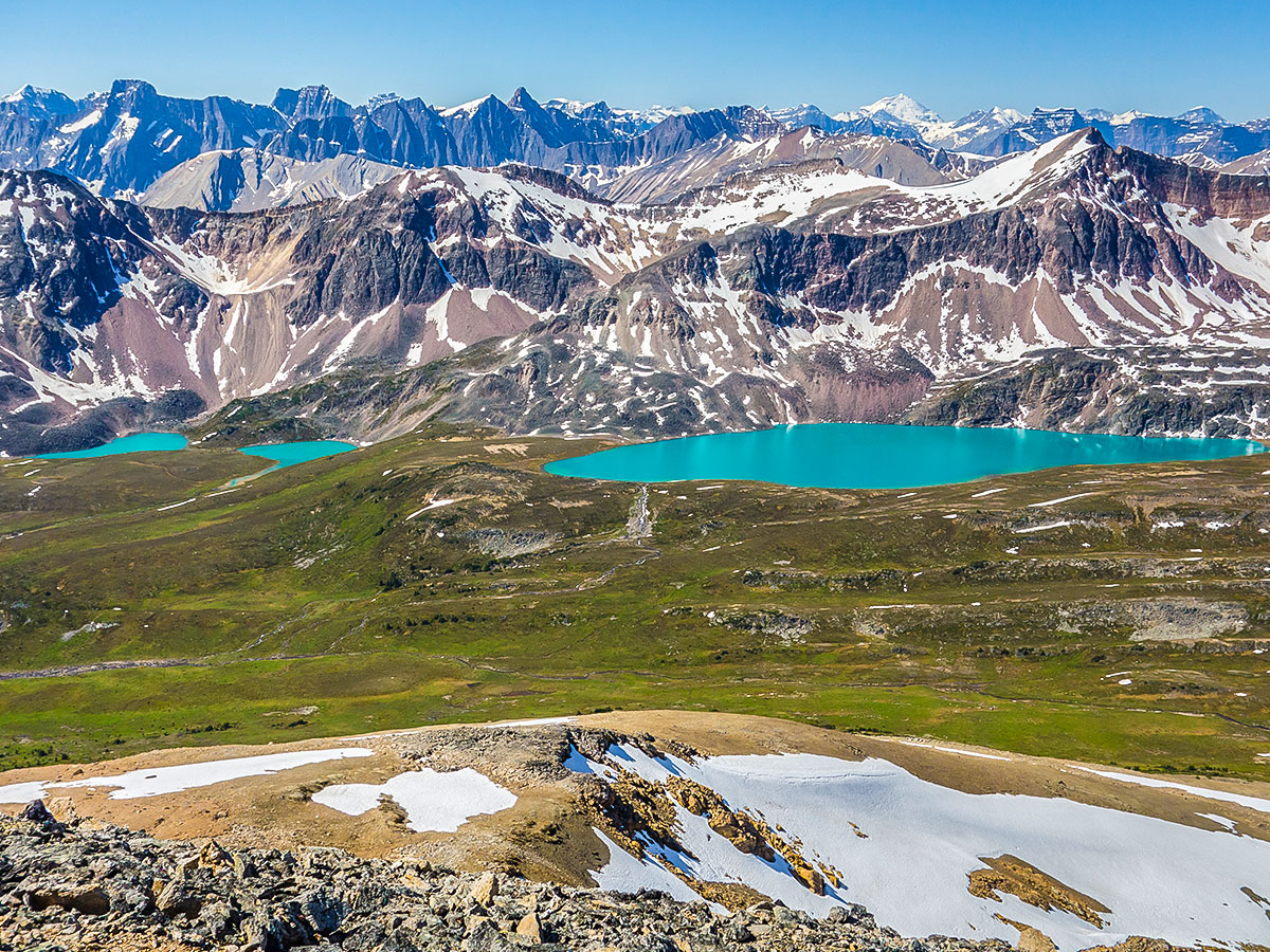 Beautiful Peaks on Maligne Pass and Replica Peak backpacking trail in Jasper National Park