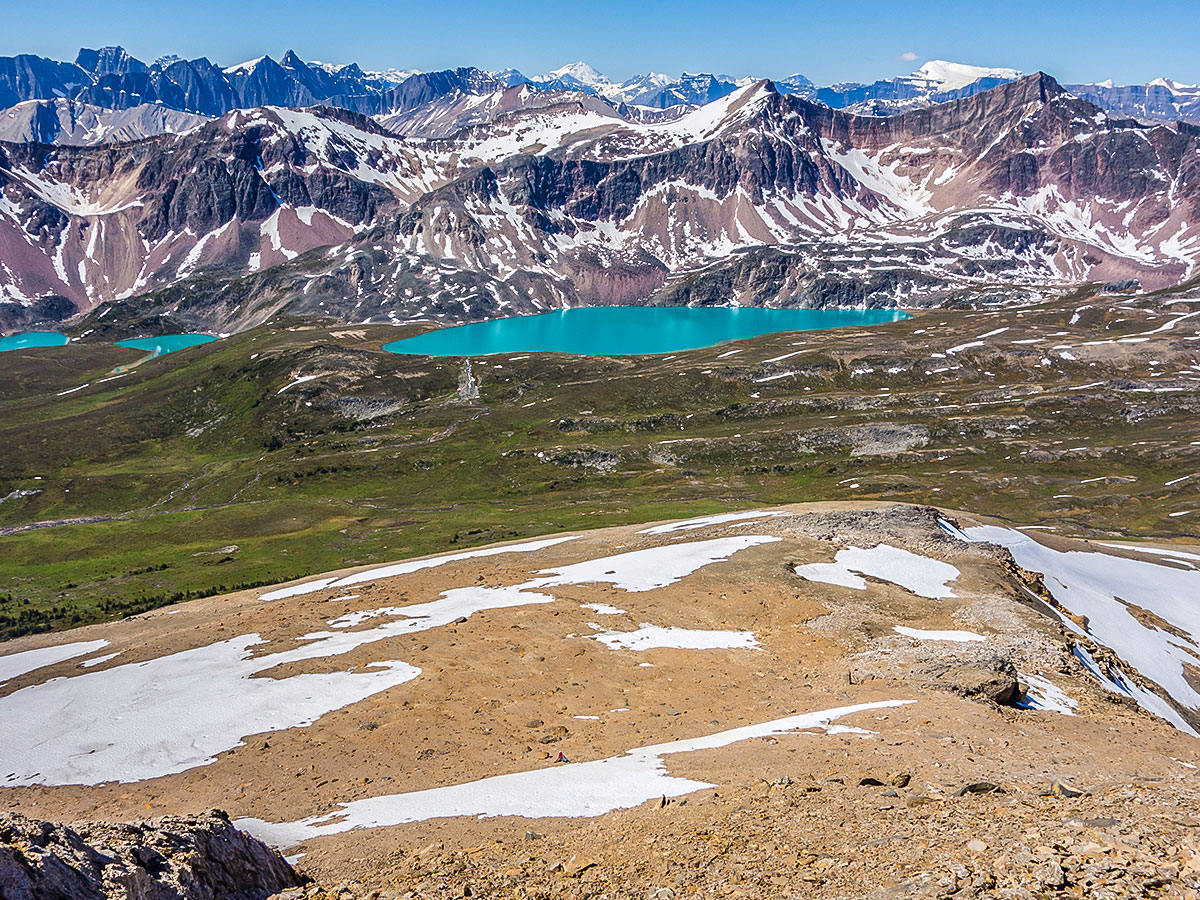 Hiking on Maligne Pass and Replica Peak backpacking trail in Jasper National Park