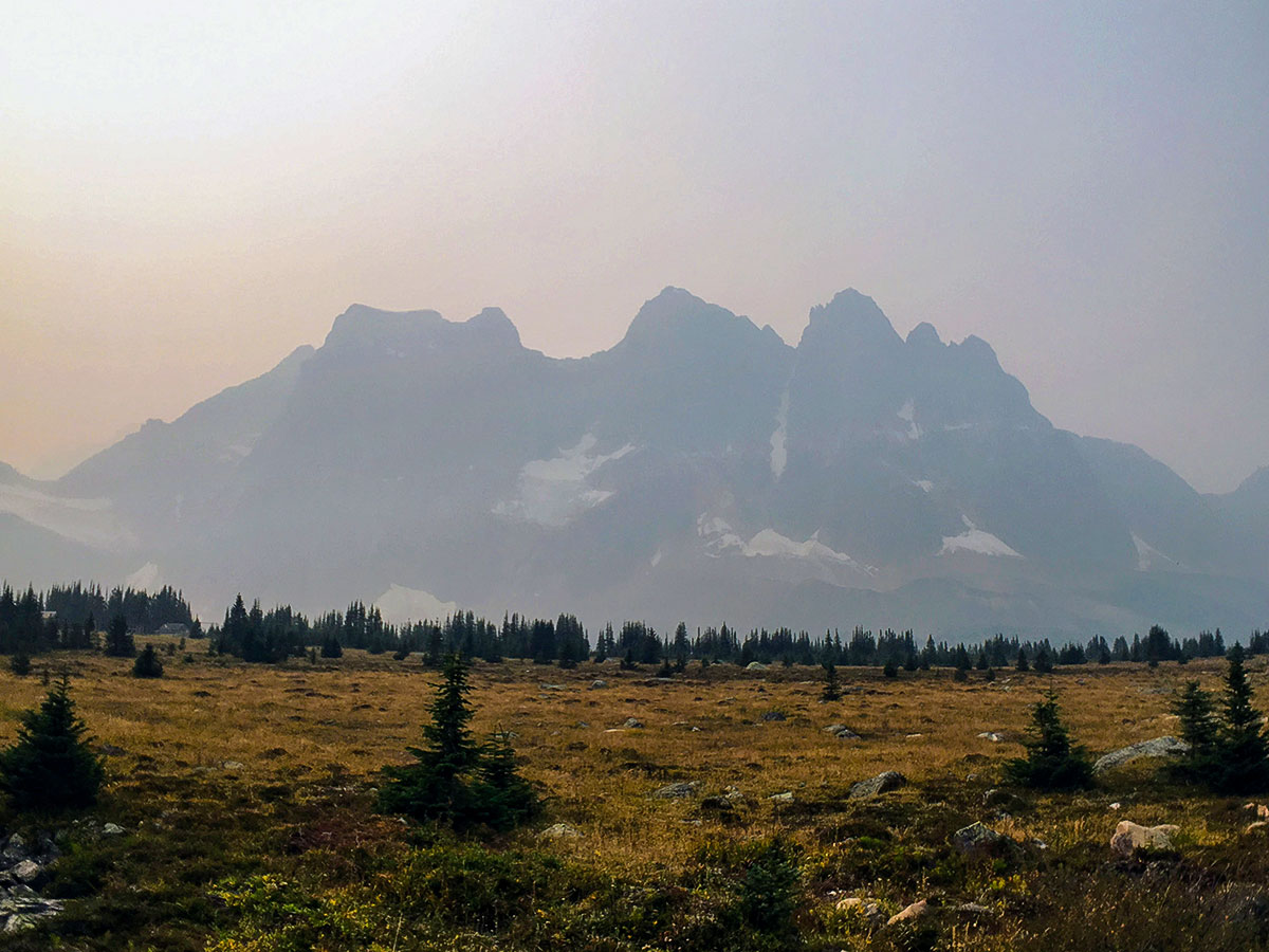 Smokey Ramparts on Tonquin Valley backpacking trail in Jasper National Park