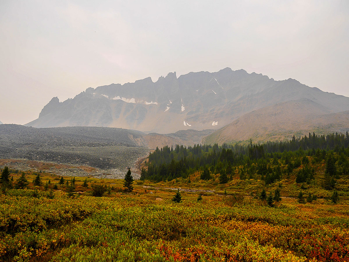 Clitheroe from Maccarib Valley on Tonquin Valley backpacking trail in Jasper National Park