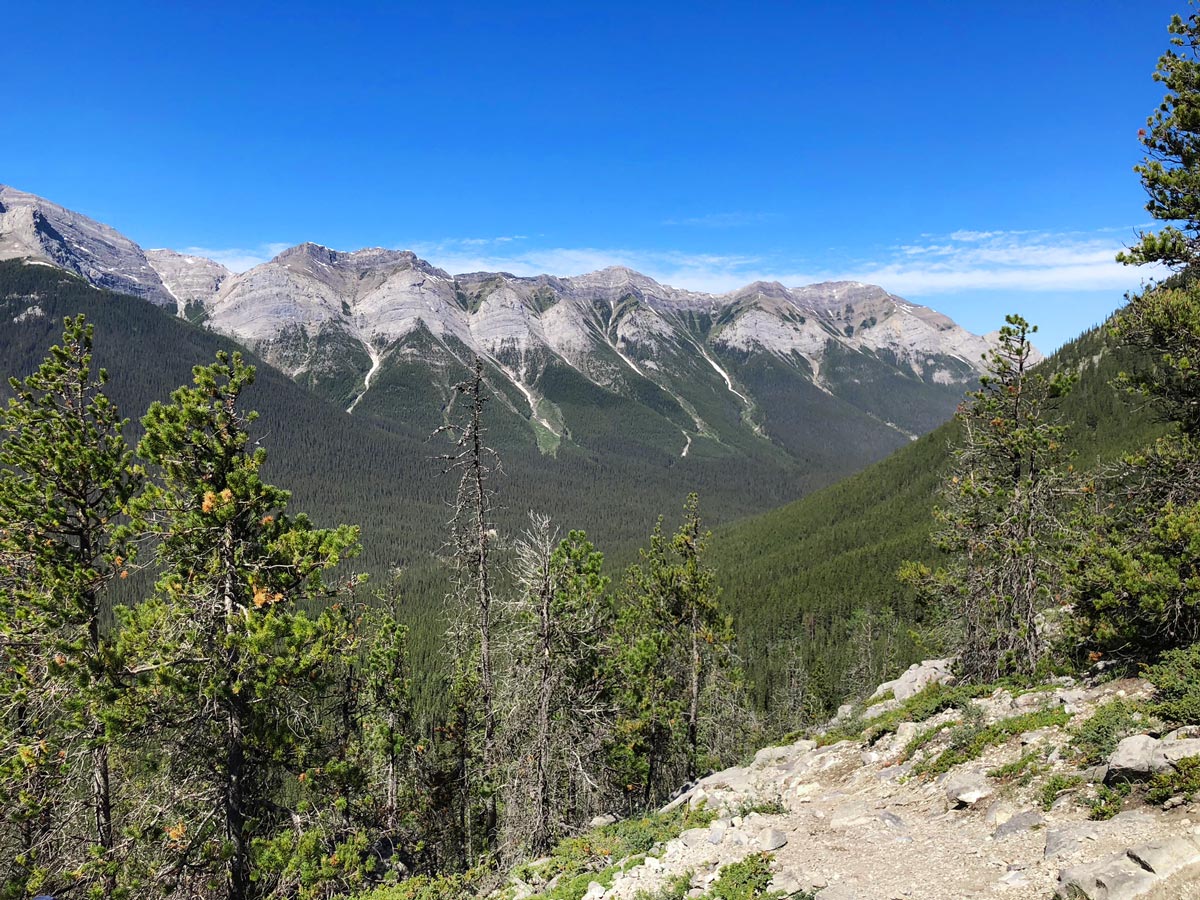 Goat Creek valley on East End of Rundle Route (EEOR) scramble in Canmore, Alberta