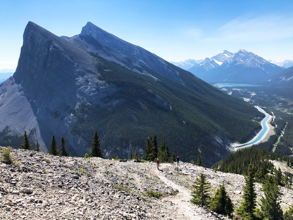 View across to Ha Ling on East End of Rundle Route (EEOR) scramble in Canmore, Alberta