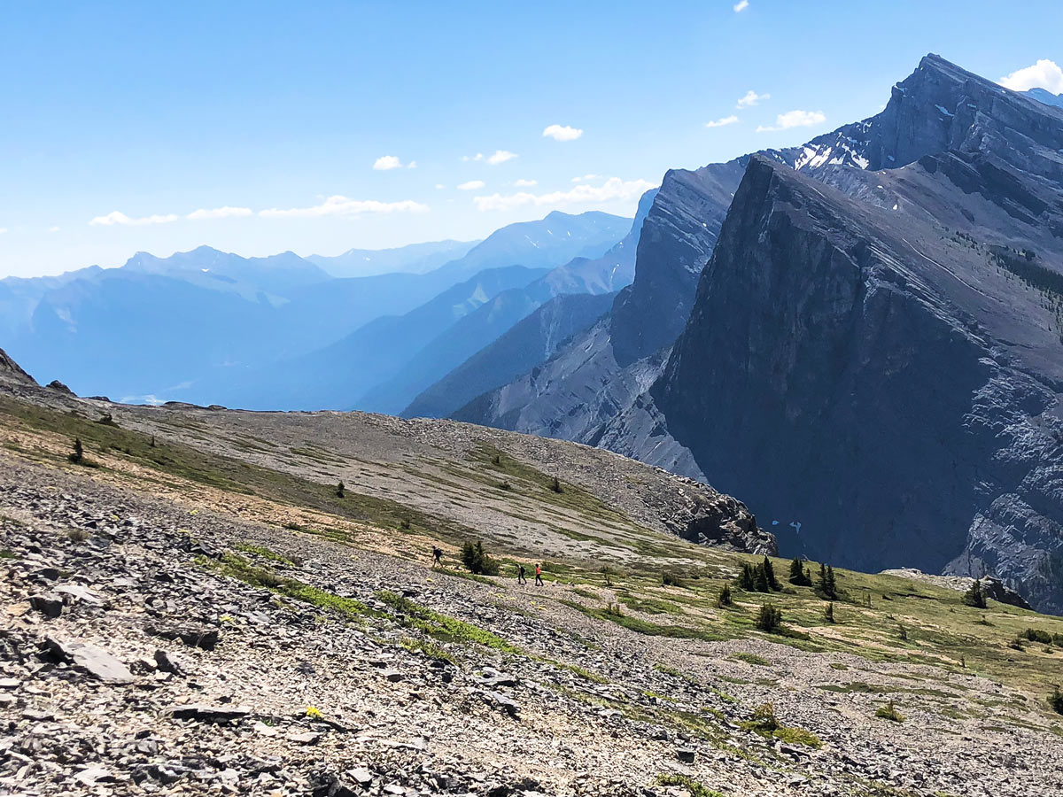 Ha Ling and the Bow Valley on East End of Rundle Route (EEOR) scramble in Canmore, Alberta