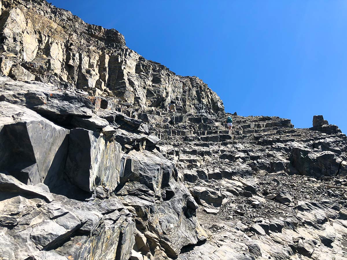 Scrambly part of East End of Rundle Route (EEOR) scramble in Canmore, Alberta