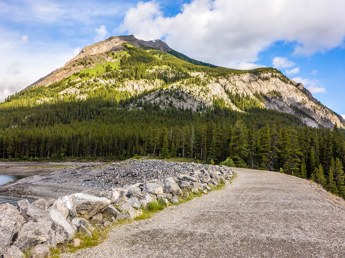 View from the parking lot of Mount Indefatigable - South Peak scramble in Kananaskis near Canmore, the Canadian Rockies