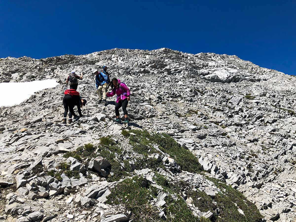 Scrambly part of Mount Indefatigable - South Peak scramble in Kananaskis near Canmore, the Canadian Rockies