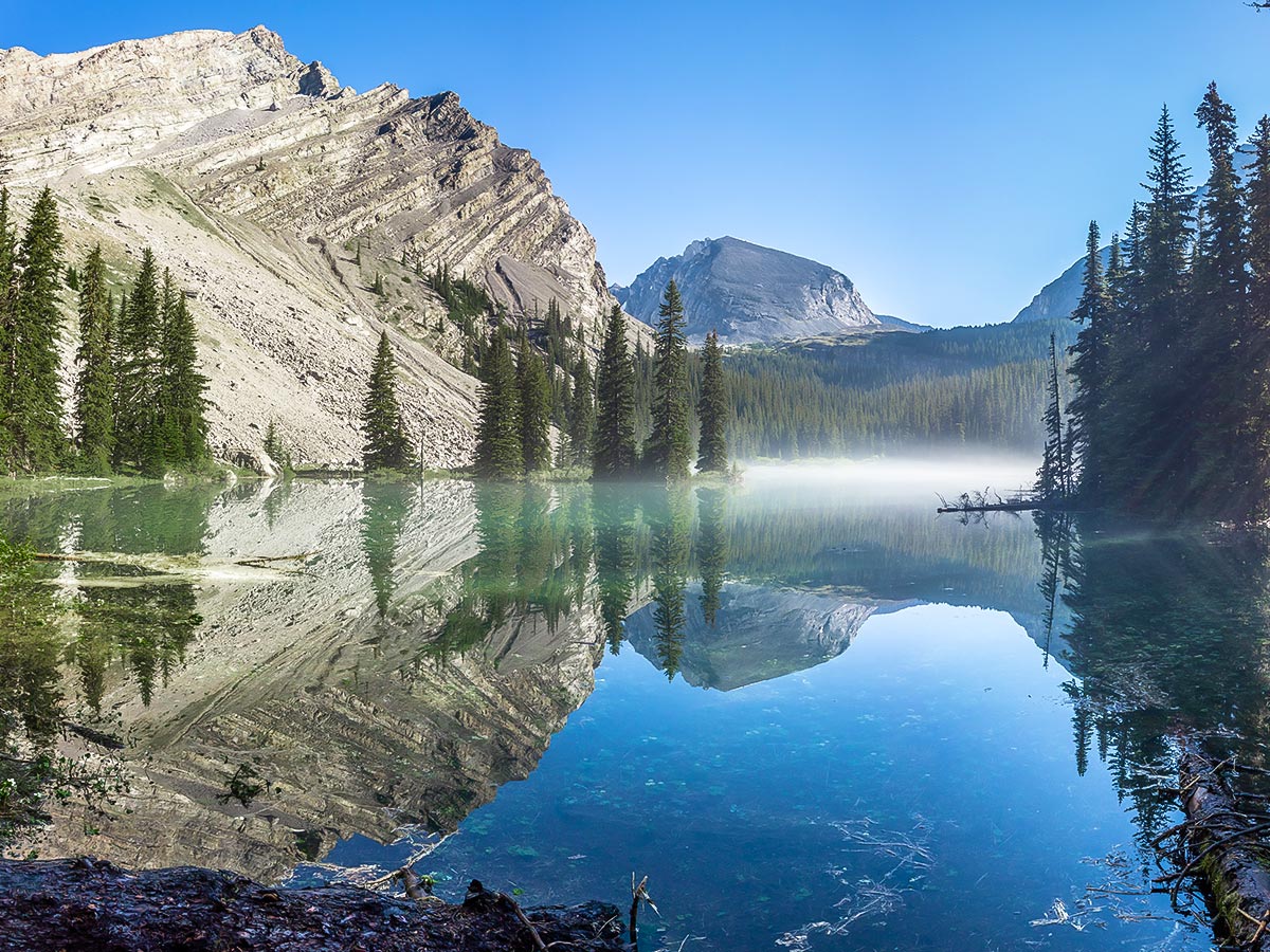 Flooded Pond on Mount James Walker scramble in Kananaskis near Canmore, the Canadian Rockies