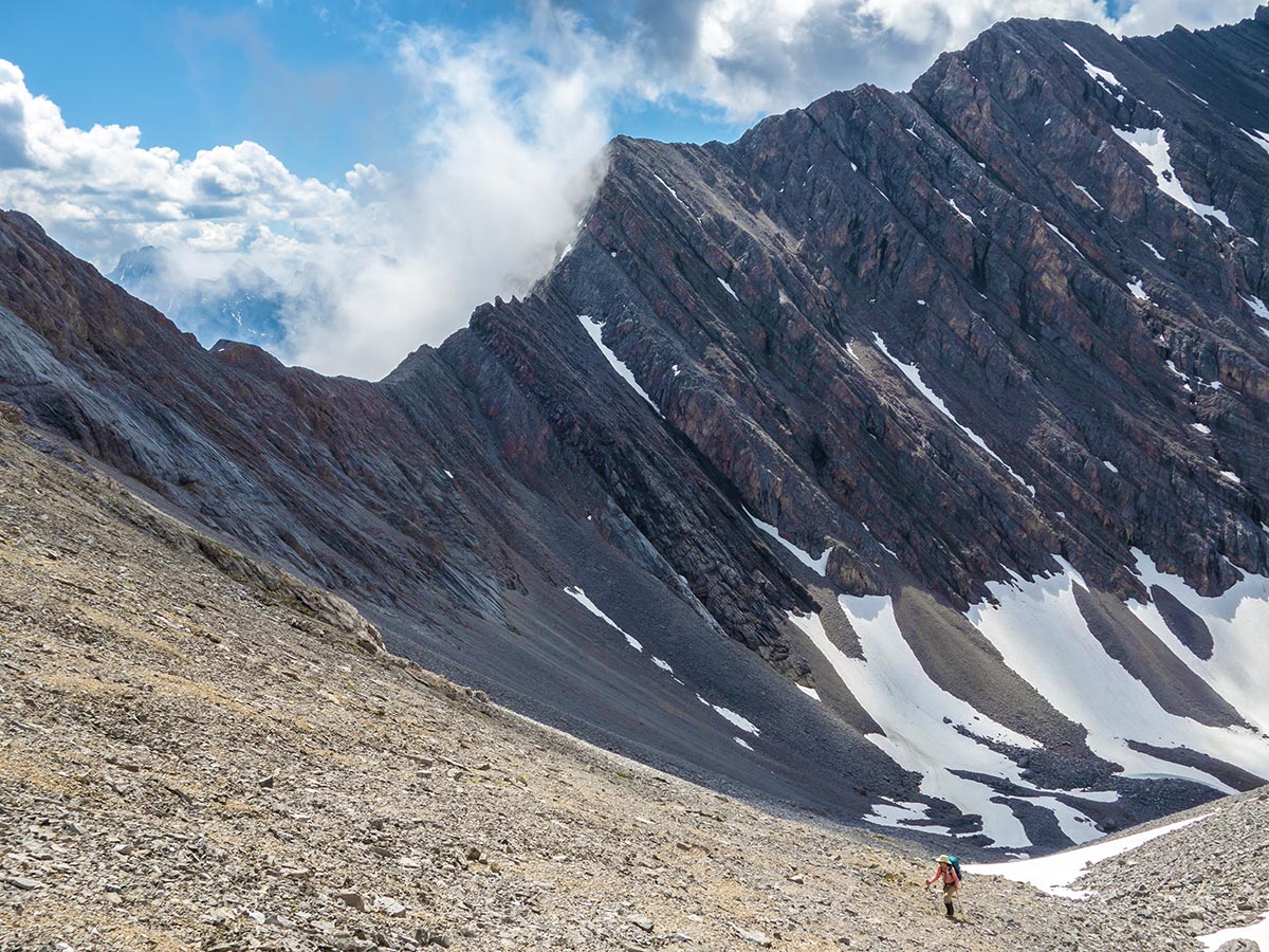 Mount James Walker scramble in Kananaskis covered in scree