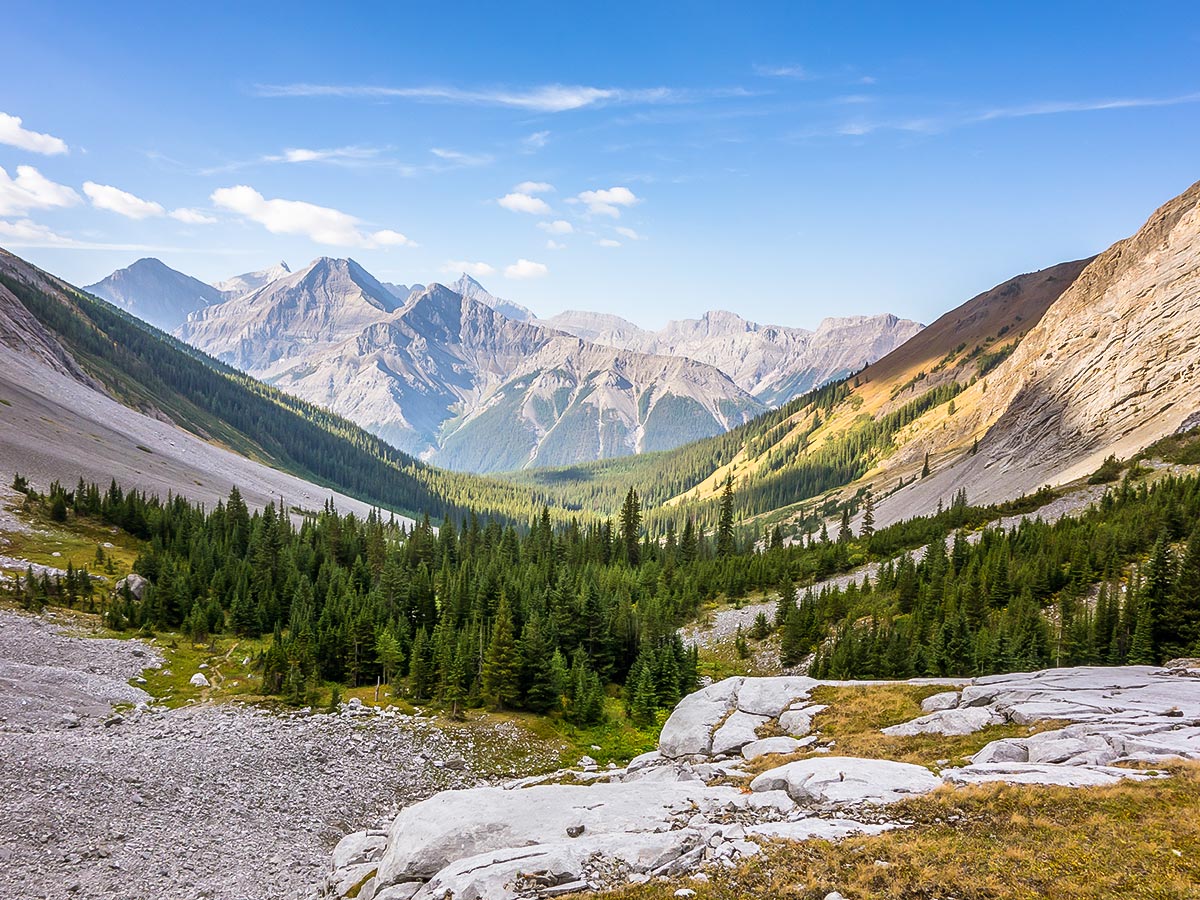 Headwall Lakes Valley on The Fortress scramble in Kananaskis near Canmore, the Canadian Rockies