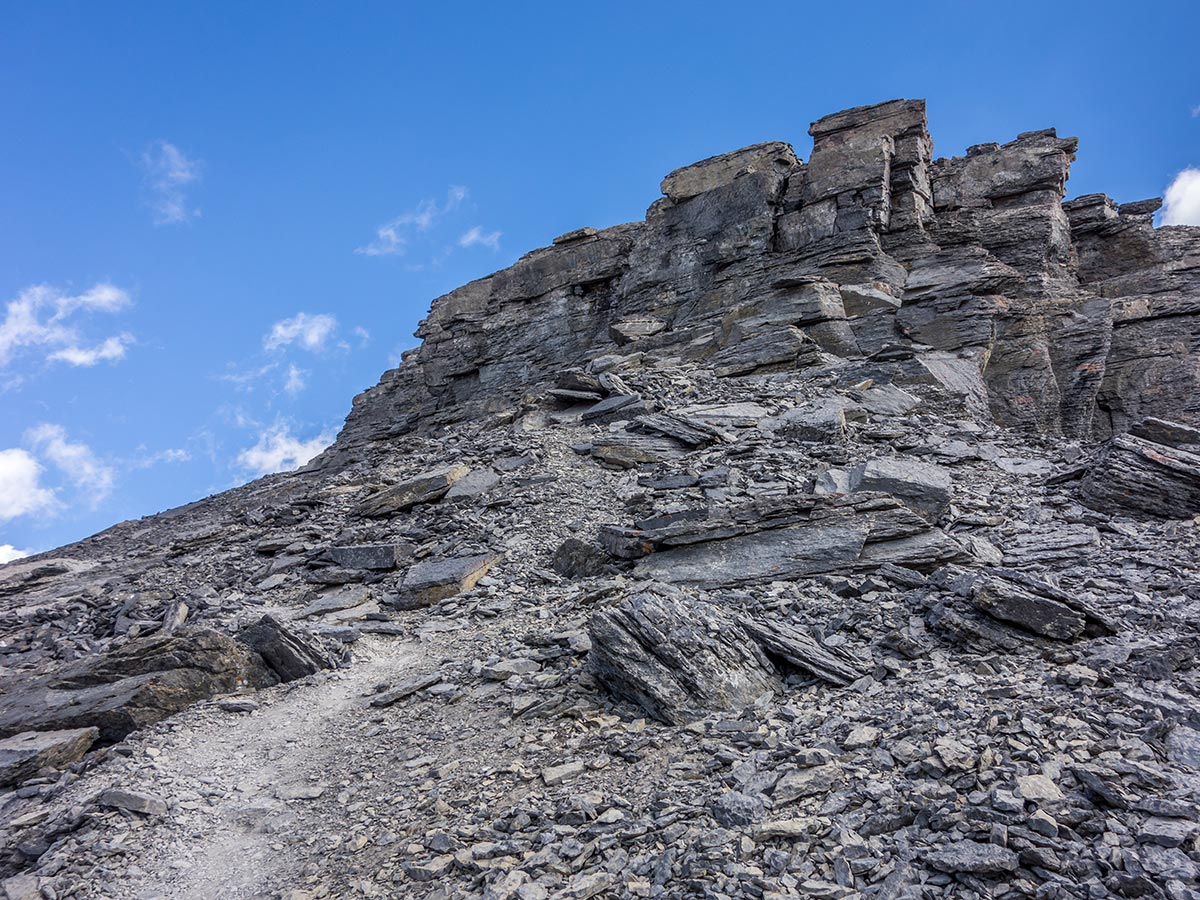 Summit block of The Fortress scramble in Kananaskis near Canmore, the Canadian Rockies