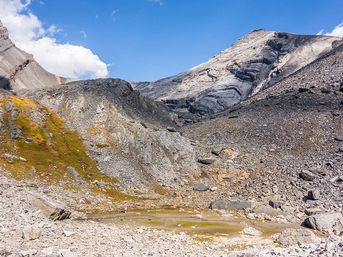 View up the valley on The Fortress scramble in Kananaskis near Canmore, the Canadian Rockies