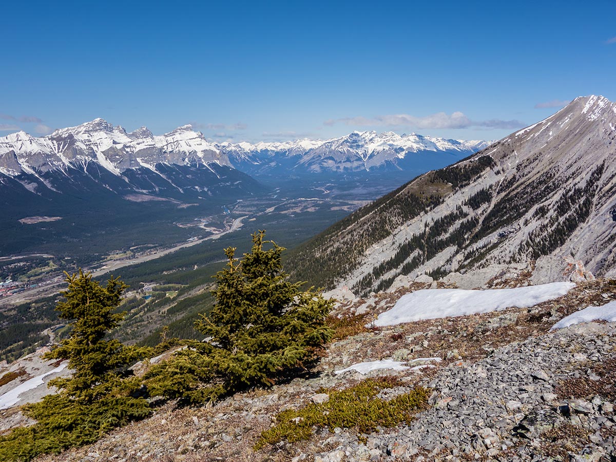 Looking towards Banff on Grotto Mountain scramble in Canmore, the Canadian Rockies