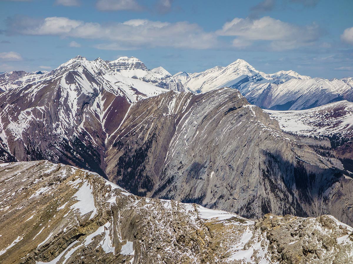 Summit views from Grotto Mountain scramble in Canmore, the Canadian Rockies