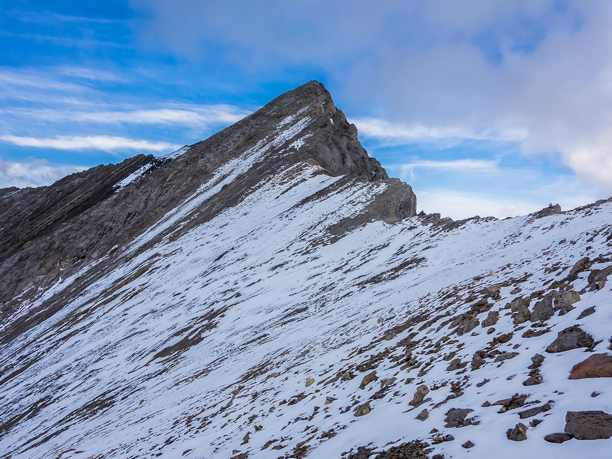 Summit ridge of Mist Mountain scramble in Kananaskis near Canmore, the Canadian Rockies