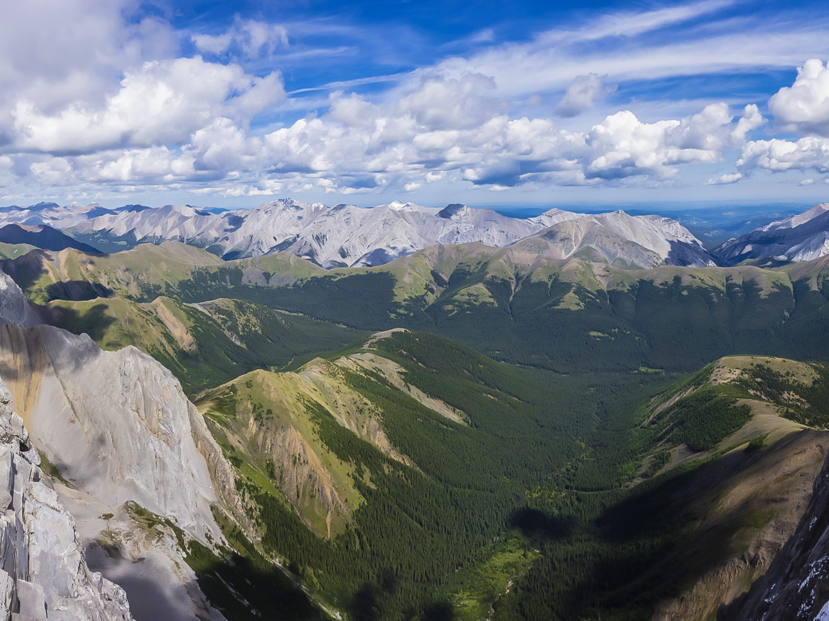 Panorama from Mist Mountain scramble in Kananaskis near Canmore, the Canadian Rockies