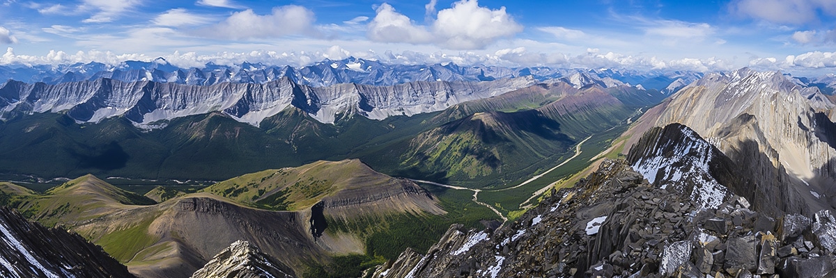 Views northwest from Mist Mountain scramble in Kananaskis near Canmore, the Canadian Rockies